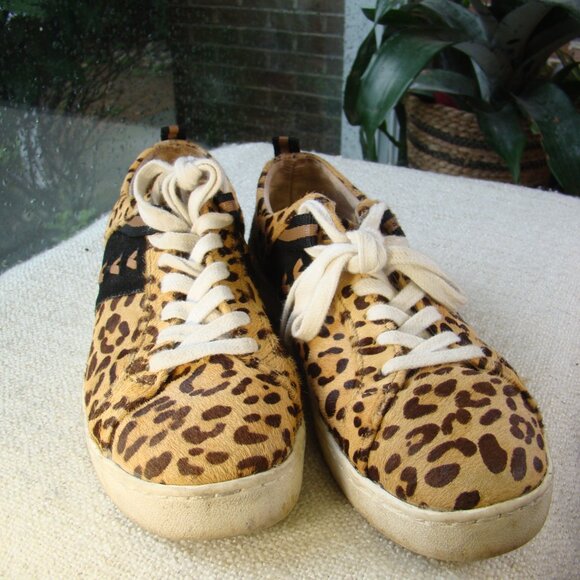 Jack Rogers Ainsley Leopard Calf-hair low top lace-up Sneaker Size 7.5 - Picture 3 of 9